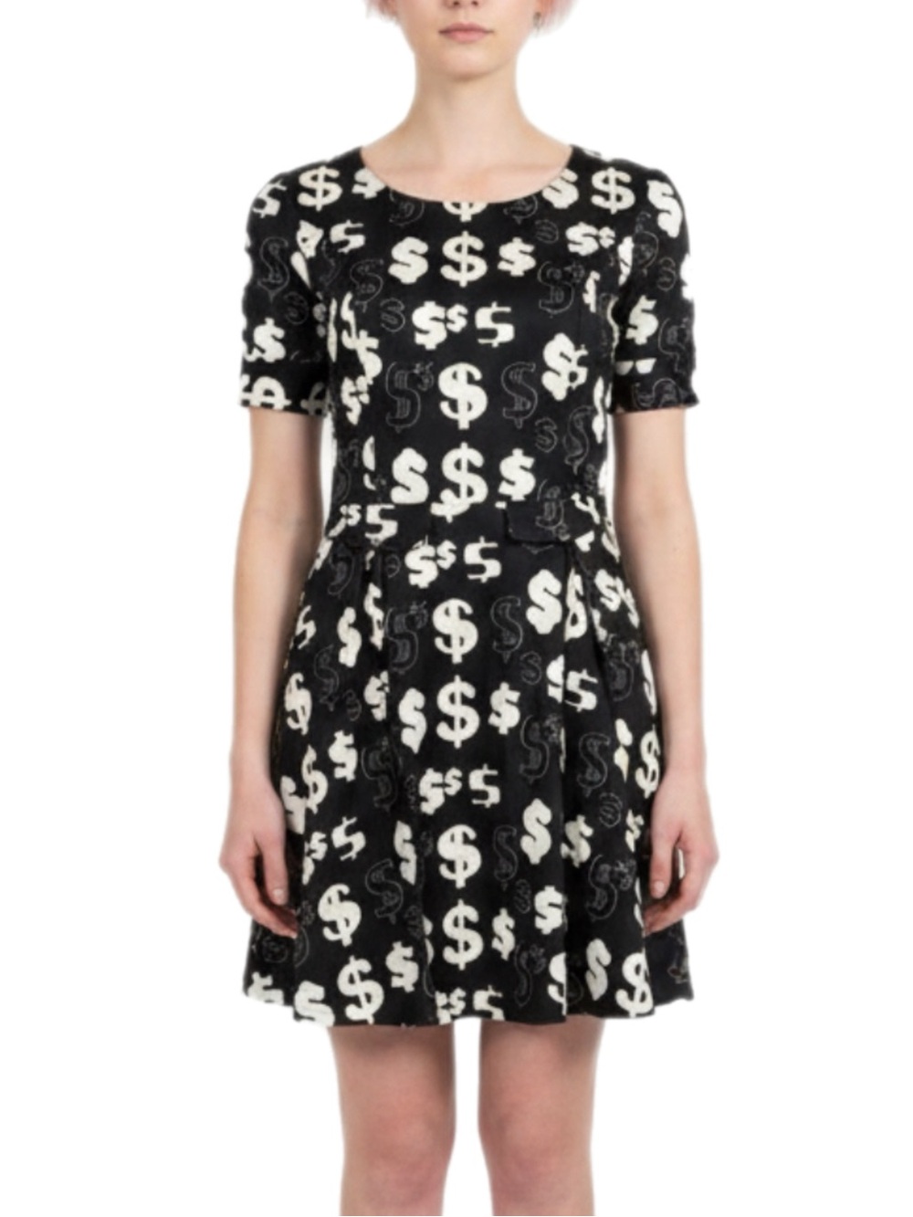 Andy Warhol by Pepe Jeans | Black & White Fit and Flare Dress Dollar Sign print